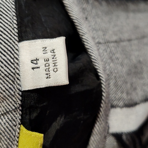 Acorn Lagenlook Twill Skirt Gray Black White Handkerchief Hem Fringed Boho 14 - Picture 10 of 11